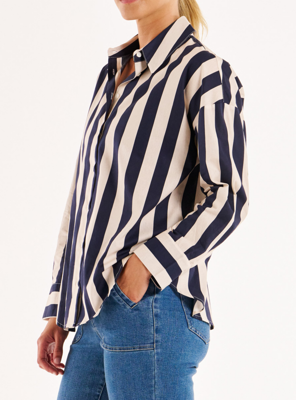 STRIPE SHIRT - Navy Stripe