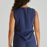 PETRA VEST - Navy Pinstripe