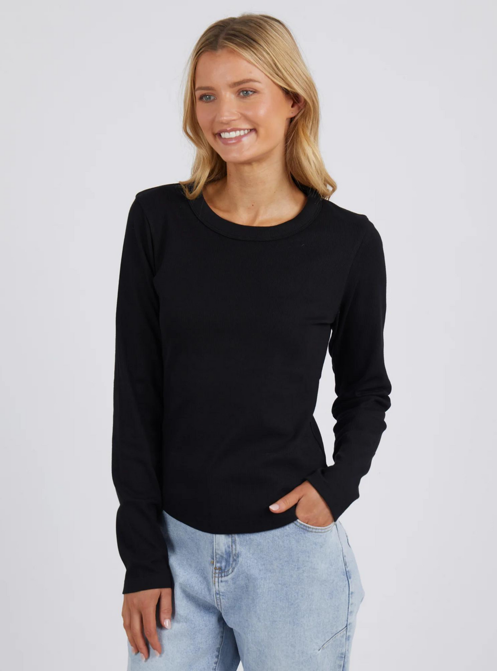 SCOOP L/S RIB - Black