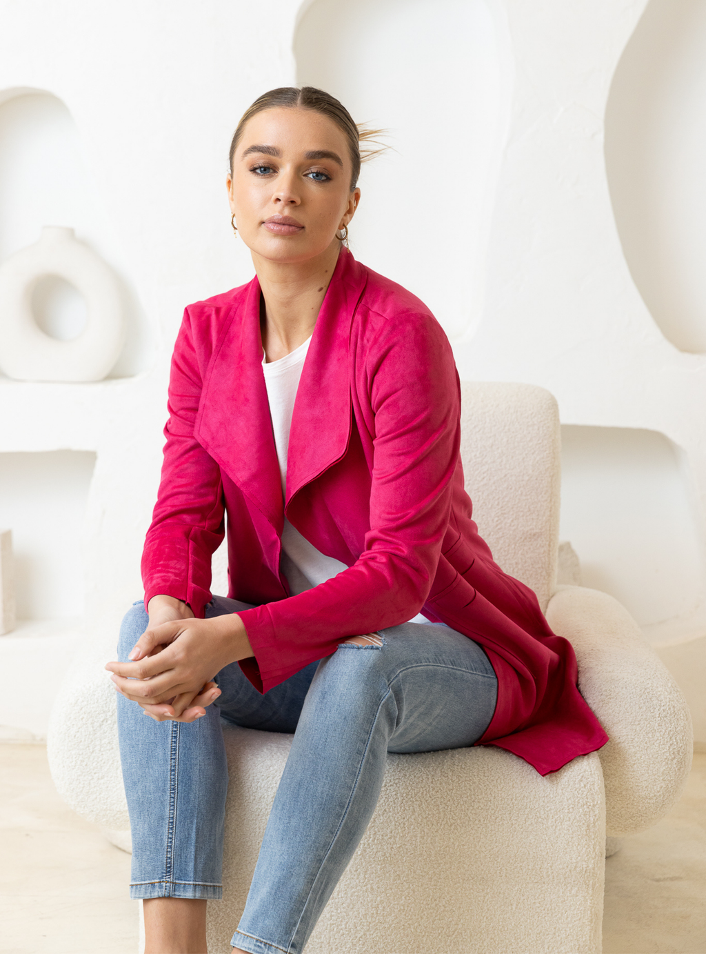 ROSE SUEDE COAT - Fuschia