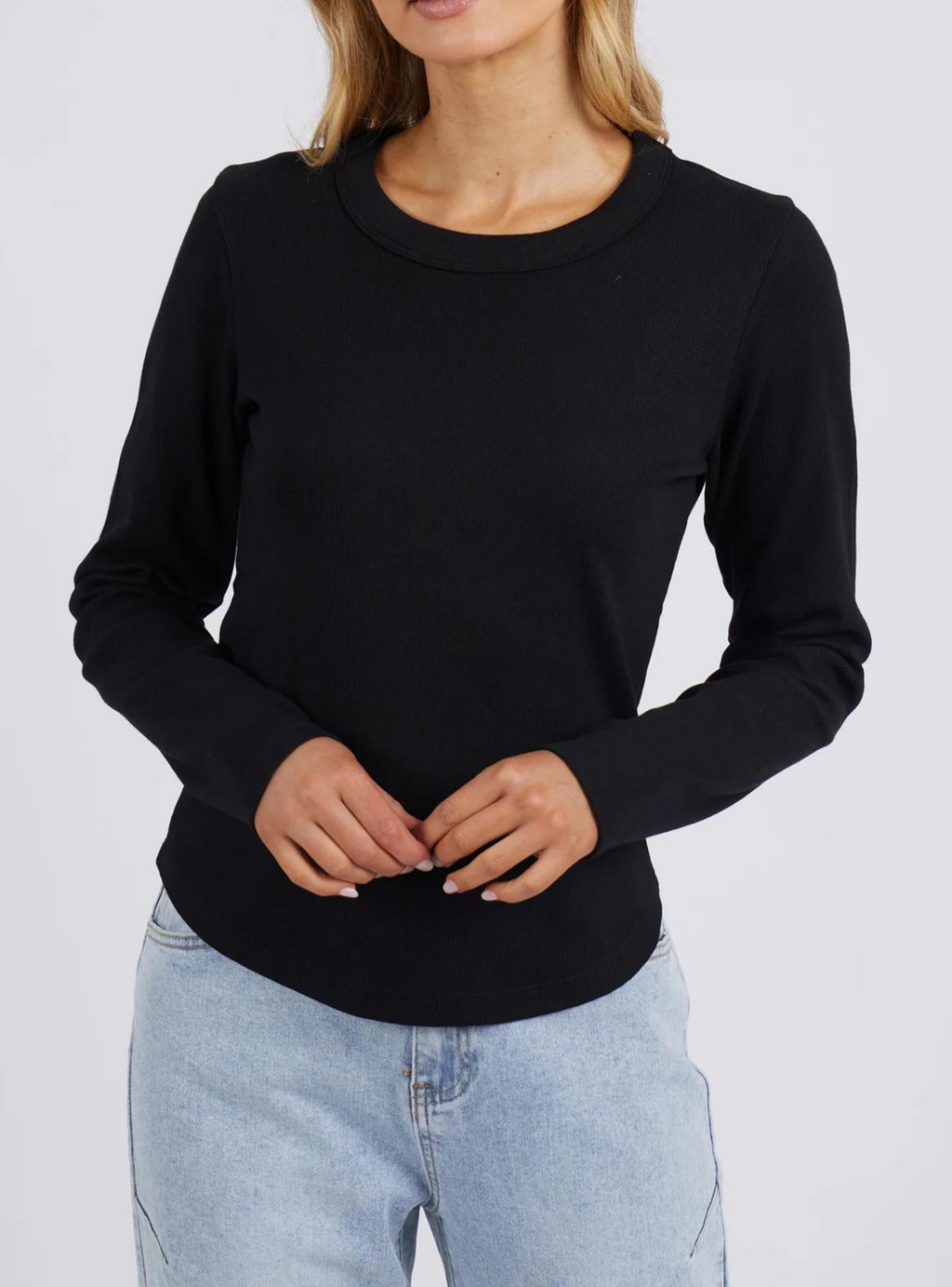 SCOOP L/S RIB - Black