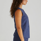 PETRA VEST - Navy Pinstripe