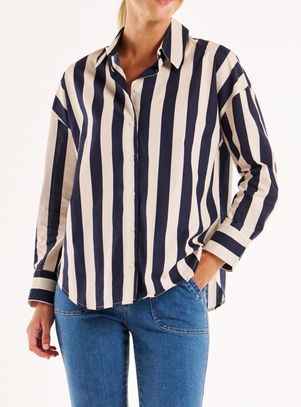 STRIPE SHIRT - Navy Stripe