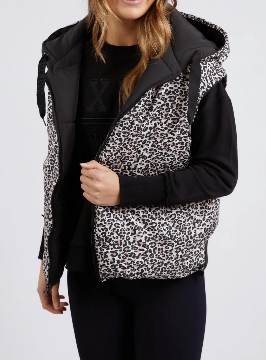 SPORTS LEOPARD VEST - Black