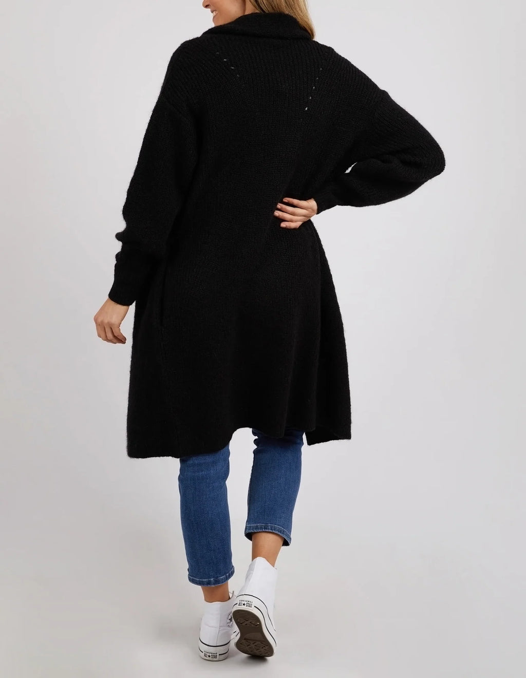 SYLVIE LONGLINE CARDI - Black