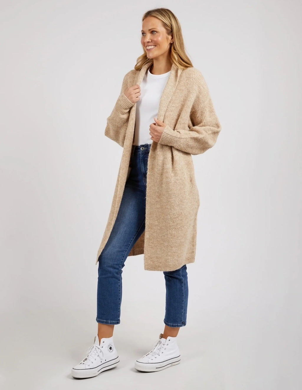 SYLVIE LONGLINE CARDI - Oatmeal