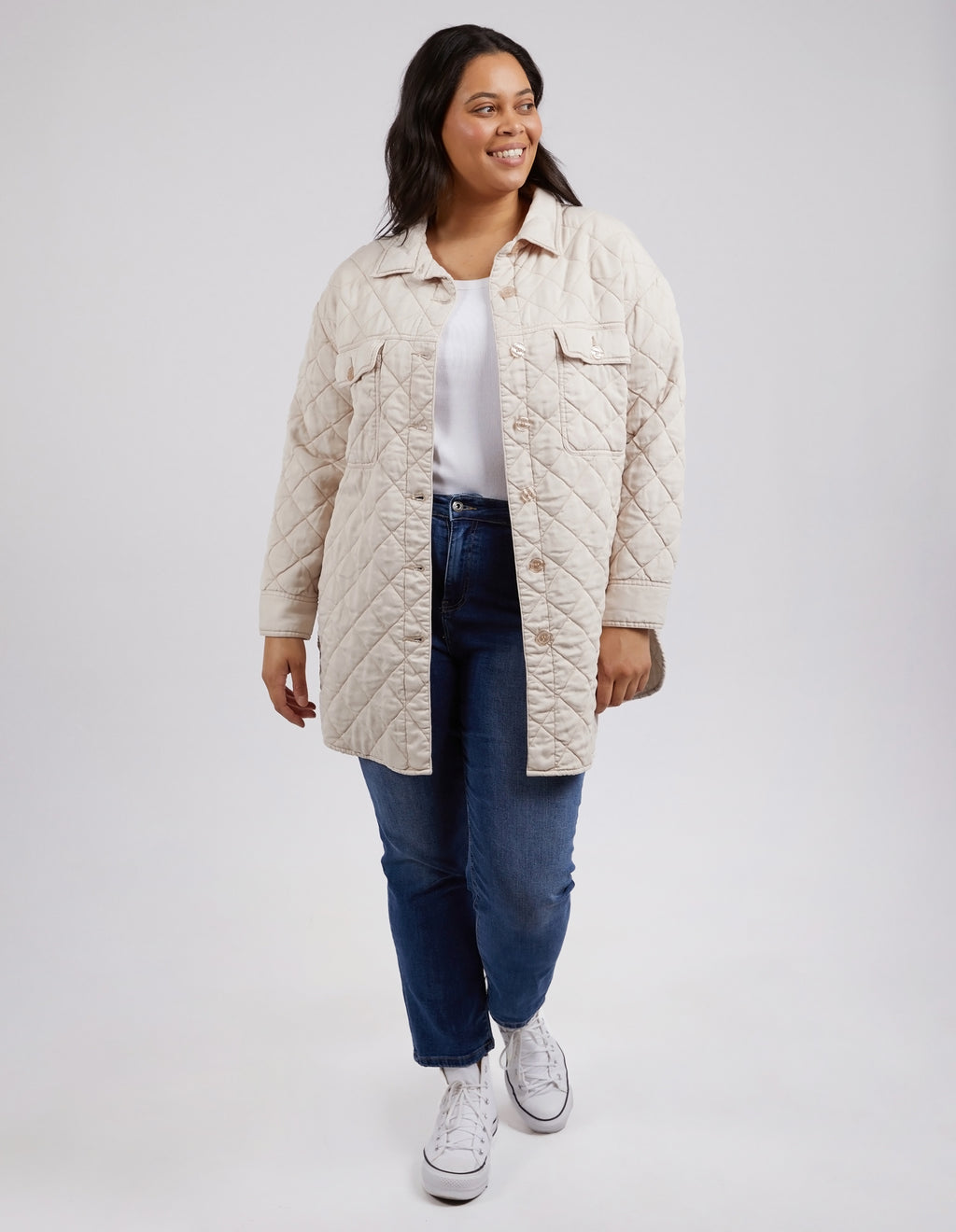 KATIE QUILTED SHACKET - Oatmeal