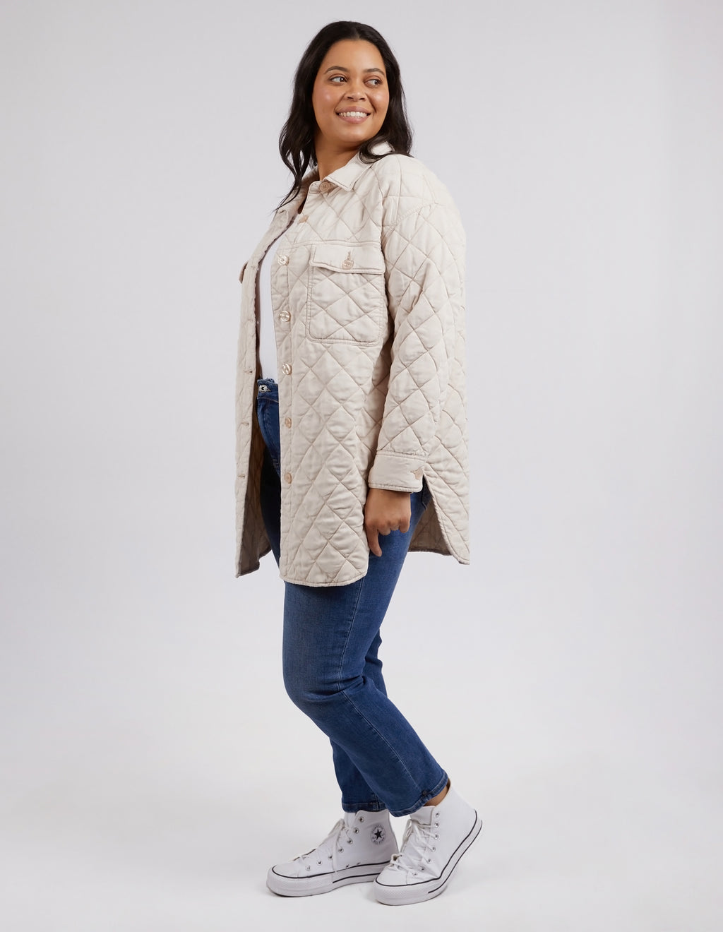 KATIE QUILTED SHACKET - Oatmeal