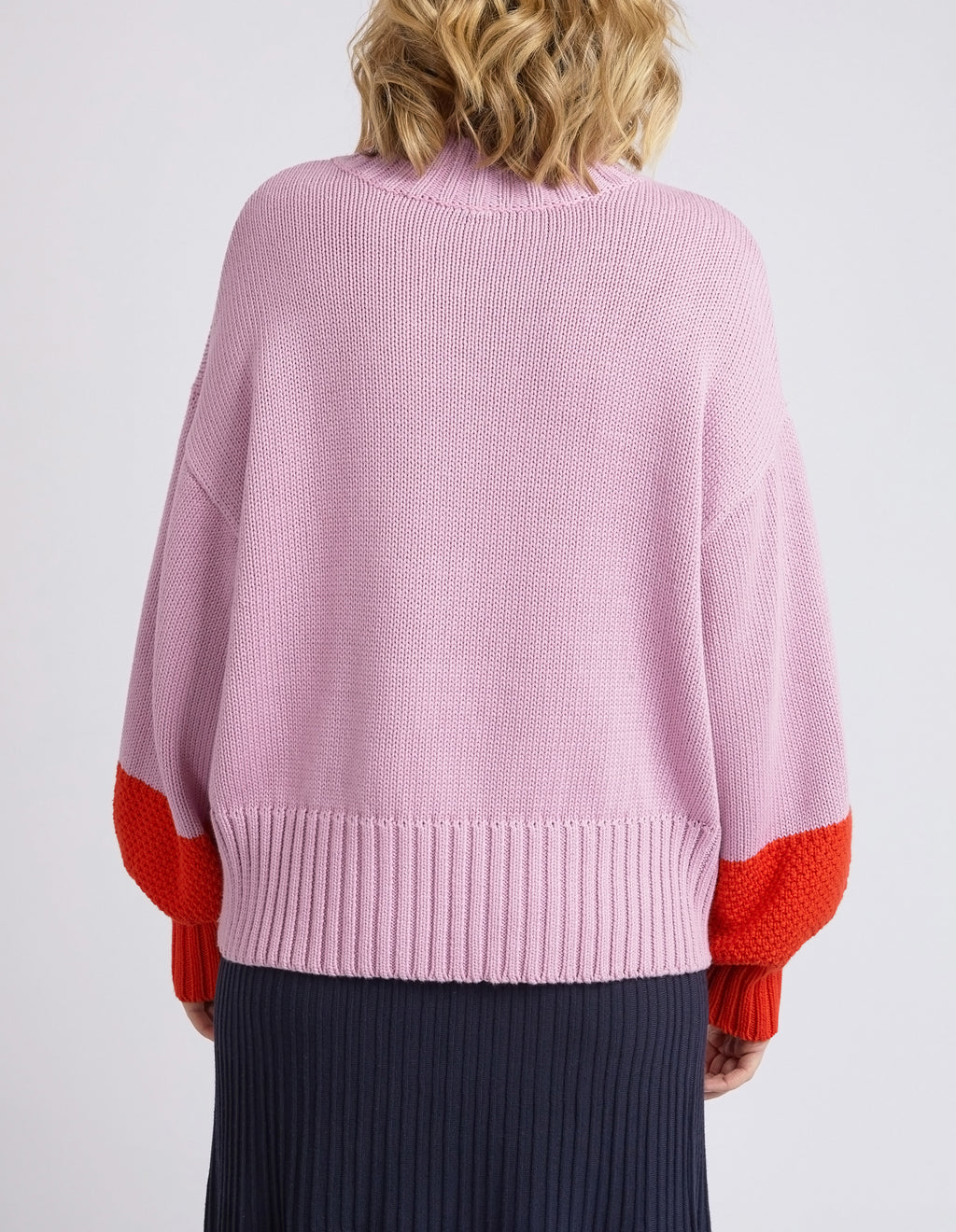 LOUIE MOCK NECK KNIT - Peony Pink/Tangello