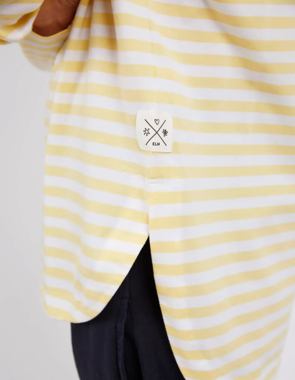 LAUREN L/S STRIPE TEE - Banana/White Stripe