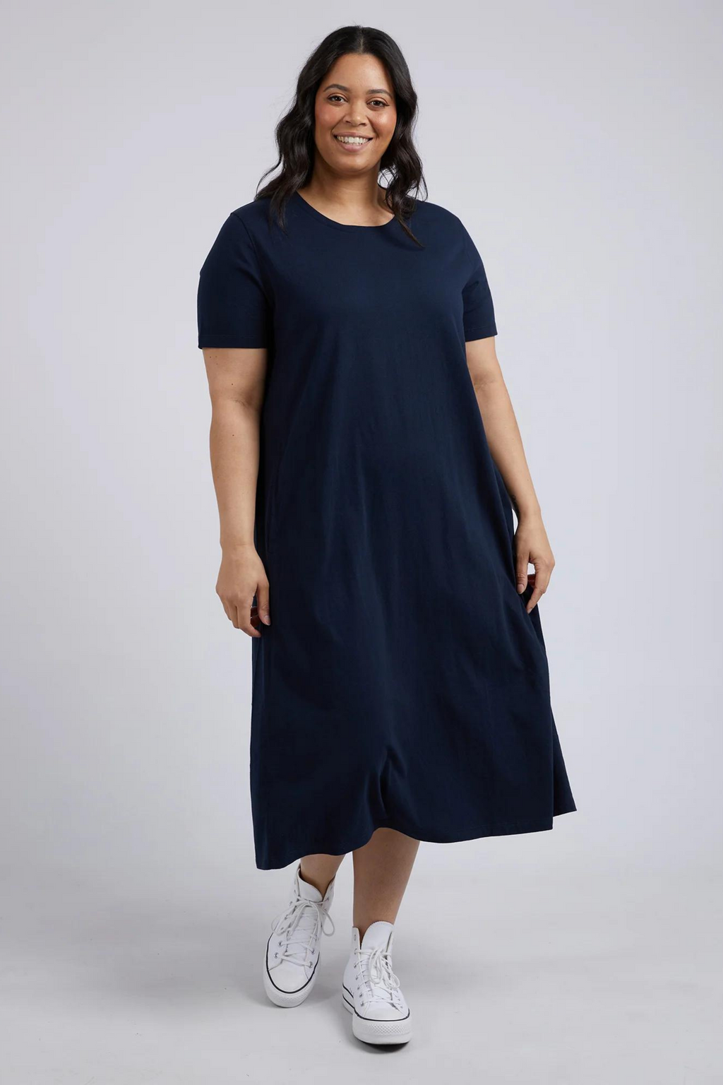 Plus size navy hotsell blue t shirt dress