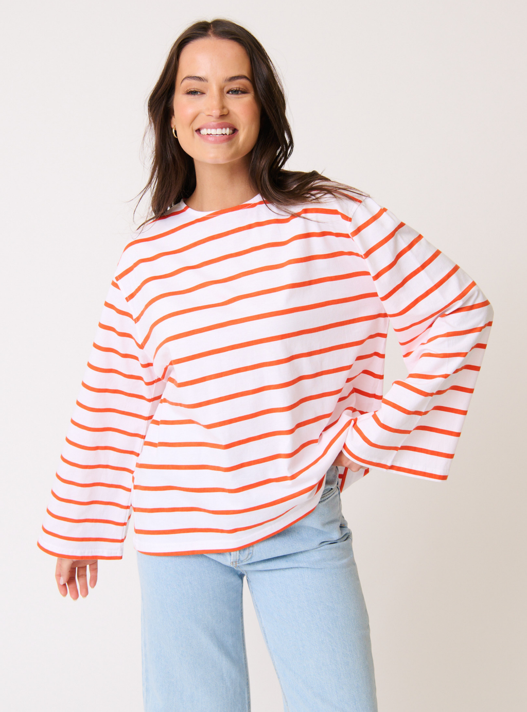 RIVER L/S TOP - Mandarin Stripe