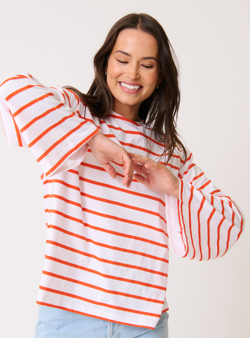 RIVER L/S TOP - Mandarin Stripe