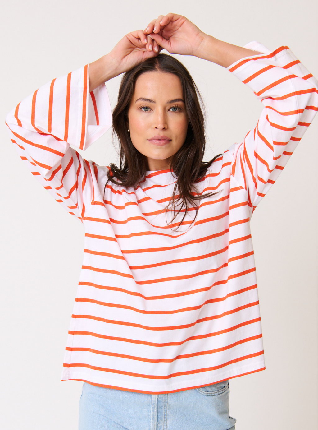 RIVER L/S TOP - Mandarin Stripe