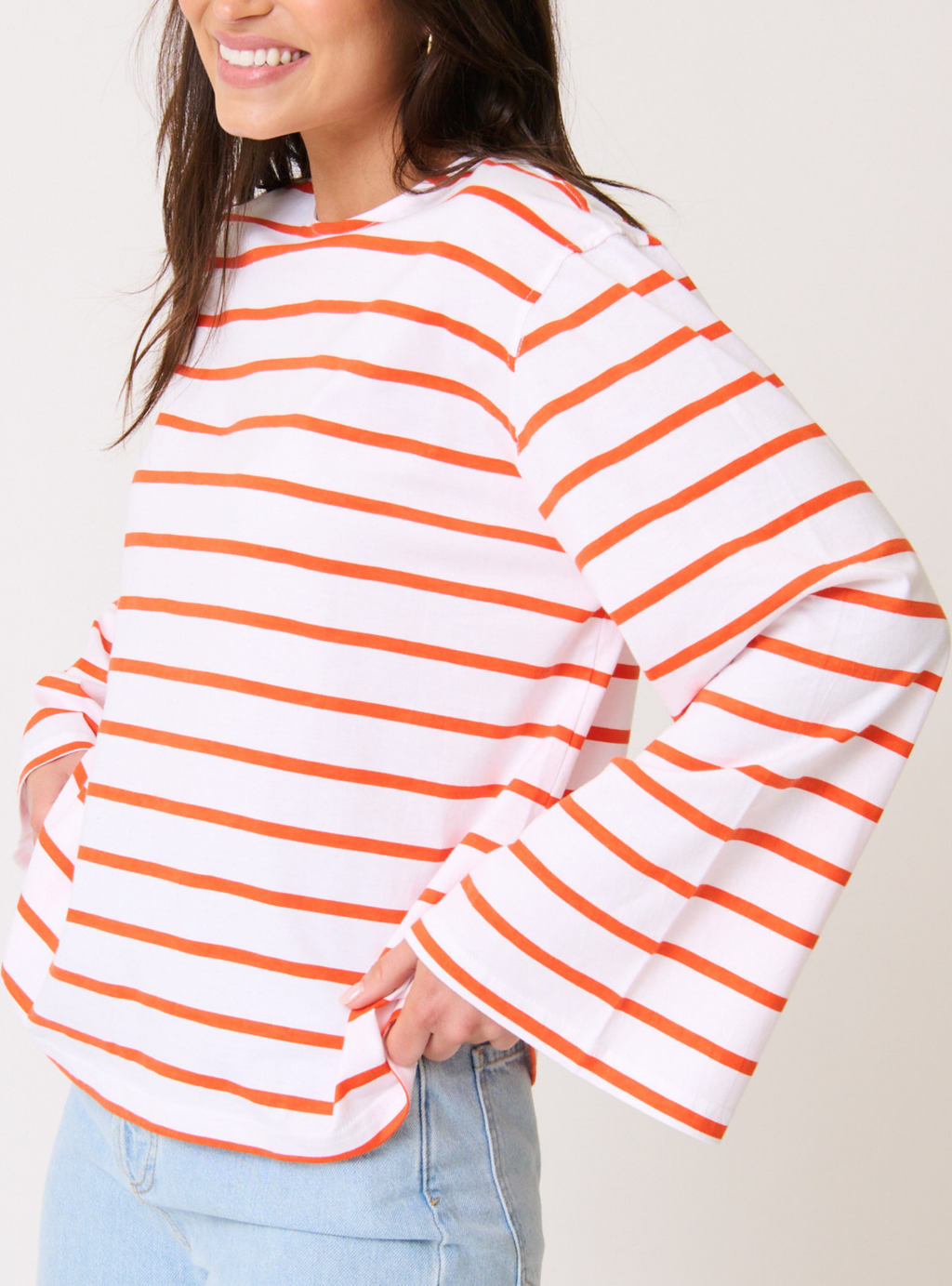 RIVER L/S TOP - Mandarin Stripe