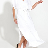 HERITAGE LINEN MAXI DRESS - White