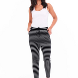 JADE PANT - Black/White Stripe