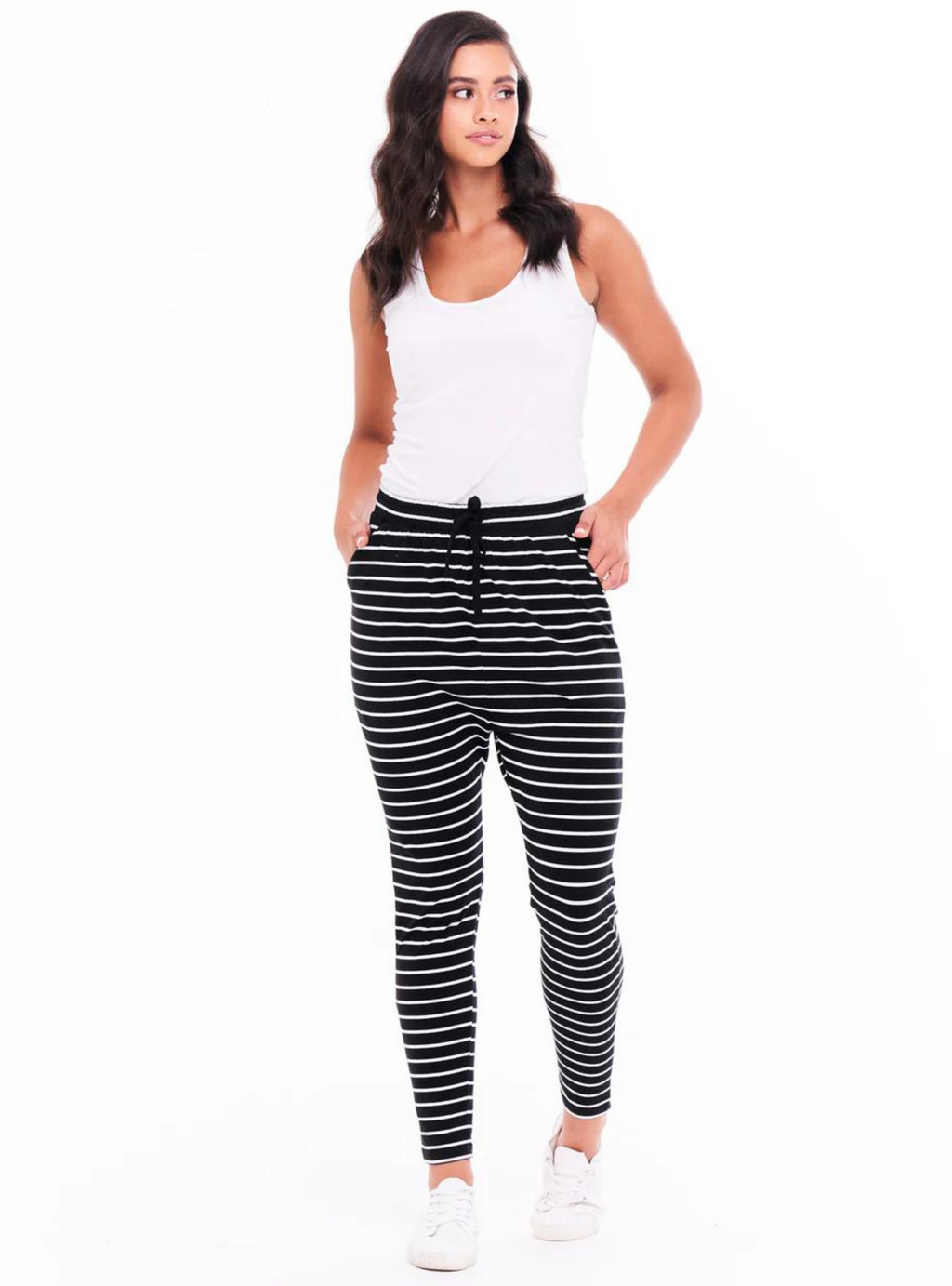 JADE PANT - Black/White Stripe