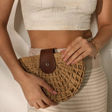 Marielle Straw Half Moon Bag