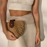 Marielle Straw Half Moon Bag