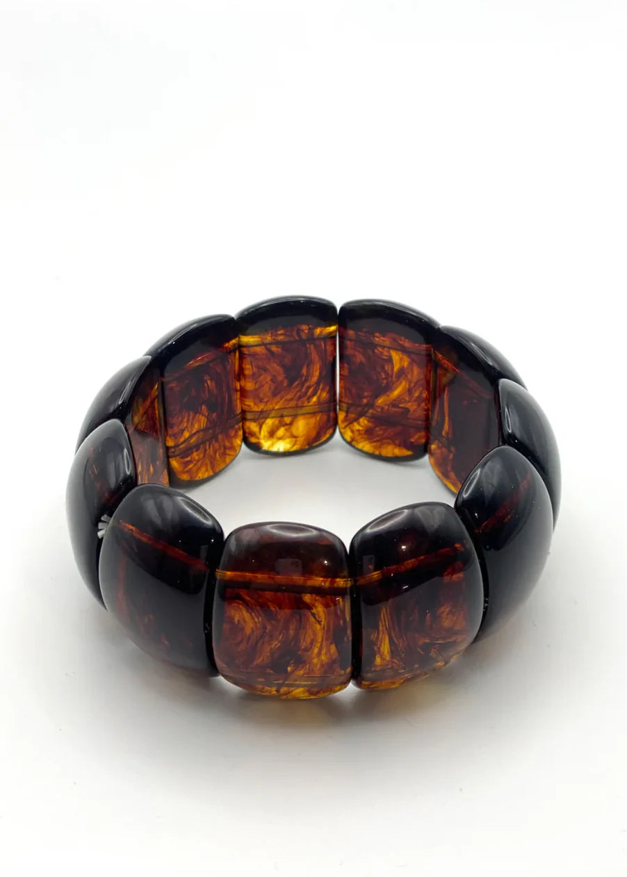ADELE BEADED RESIN BANGLE - Dark Tort