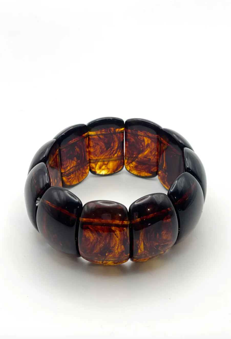 ADELE BEADED RESIN BANGLE - Dark Tort