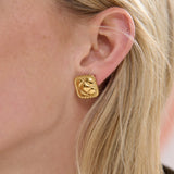 VINTAGE BUTTON STATEMENT EARRINGS - Gold