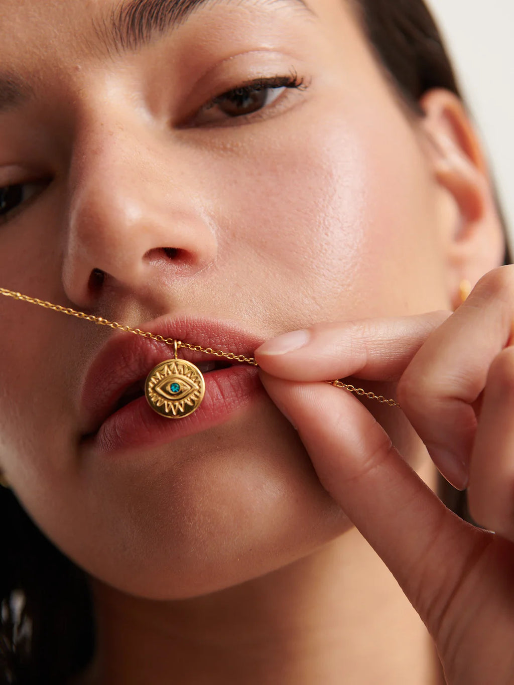 EVIL EYE 18K GOLD PLATED NECKLACE - Emerald