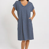 Betty Basics Zena T-Shirt Dress in Navy Stripe