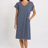 Betty Basics Zena T-Shirt Dress in Navy Stripe - view 2