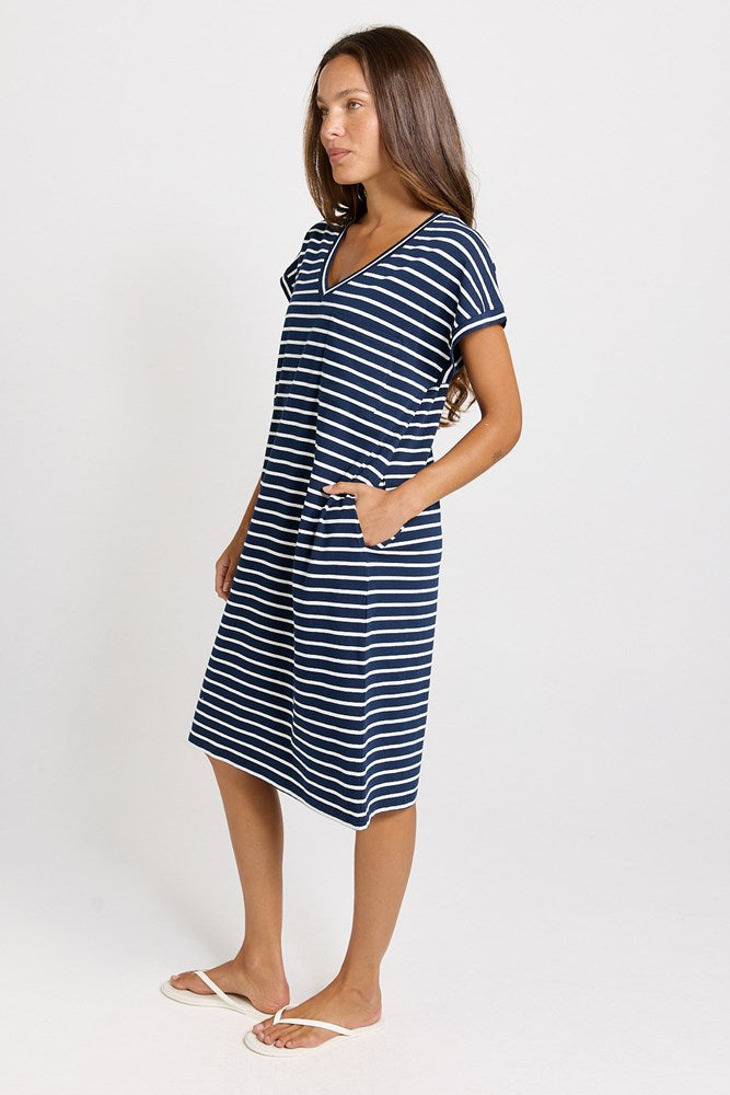 Betty Basics Zena T-Shirt Dress in Navy Stripe - view 3