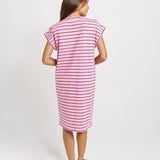 Zena T-Shirt Dress - Pink/Chocolate Stripe