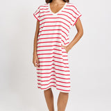 Betty Basics Zena T-Shirt Dress in Red/White Stripe