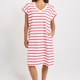 Betty Basics Zena T-Shirt Dress in Red/White Stripe - view 2