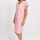 Betty Basics Zena T-Shirt Dress in Red/White Stripe - view 3