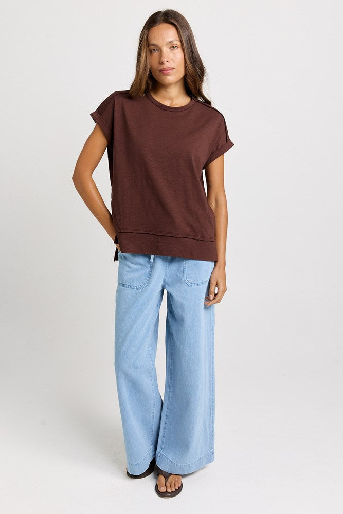 Betty Basics Shirley Short Sleeve Tee in Chocolate - view 2