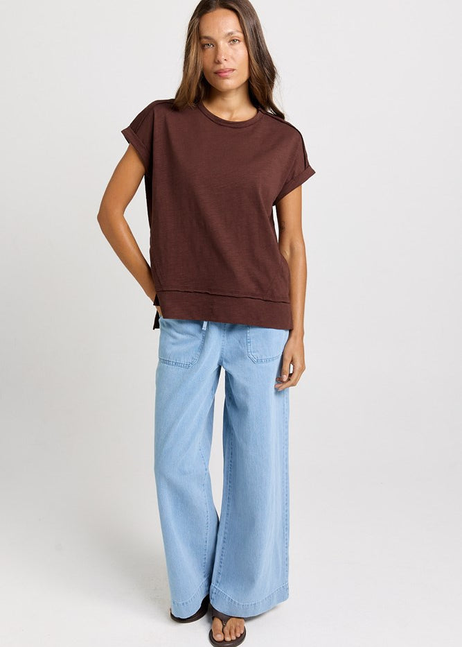 Betty Basics Shirley Short Sleeve Tee in Chocolate - view 2