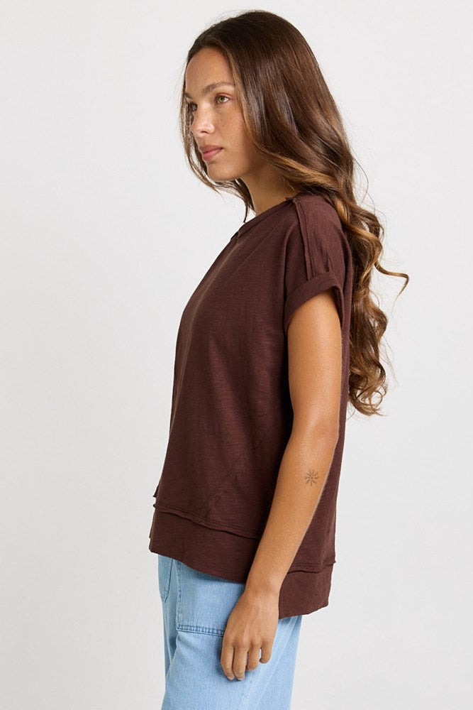 Betty Basics Shirley Short Sleeve Tee in Chocolate - view 3
