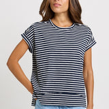 Betty Basics Shirley Short Sleeve Tee in Navy Stripe