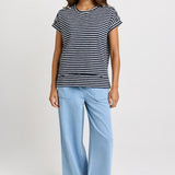 Betty Basics Shirley Short Sleeve Tee in Navy Stripe - view 2