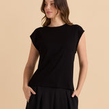 Cuff Rib Tee - Black