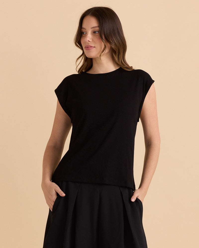 Cuff Rib Tee - Black