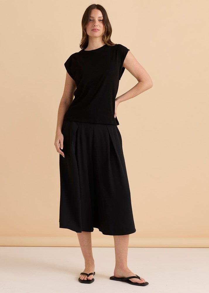 Cuff Rib Tee - Black