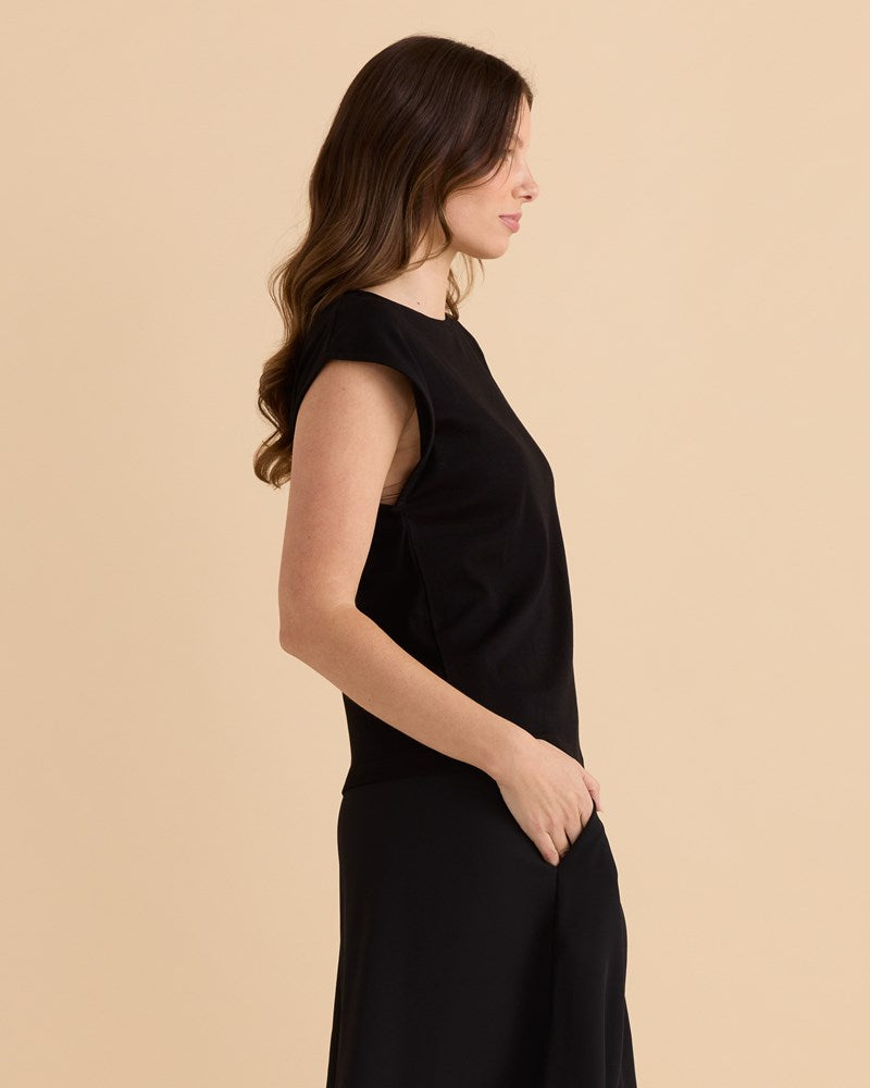 Cuff Rib Tee - Black