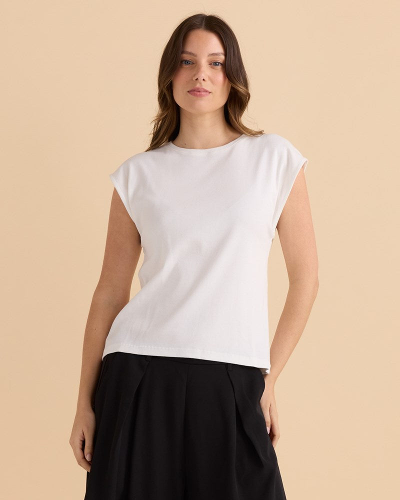 Cuff Rib Tee - White
