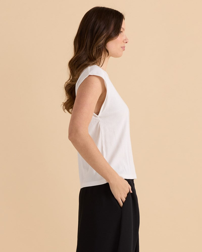 Cuff Rib Tee - White