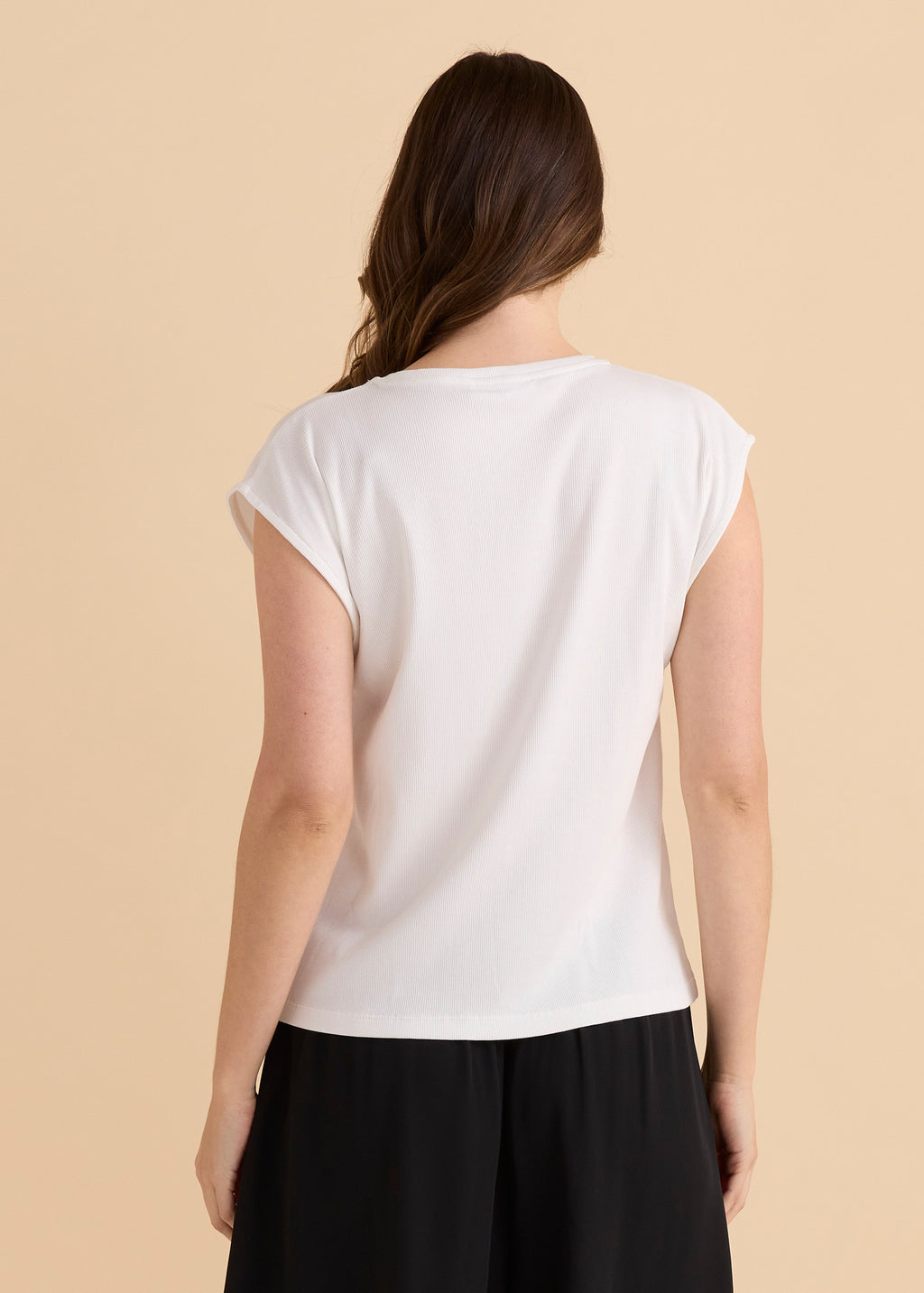 Cuff Rib Tee - White