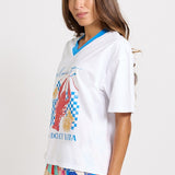 Betty Basics V-Neck Boxy Tee in La Dolce Vita Print - view 3