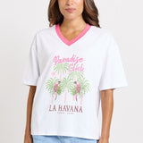 Betty Basics V-Neck Boxy Tee in Paradise Club Print