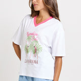 Betty Basics V-Neck Boxy Tee in Paradise Club Print - view 3